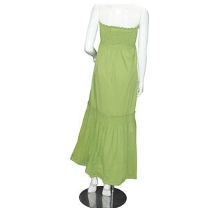 New York & Company Green Smocked Strapless Maxi Dress Skirt Small